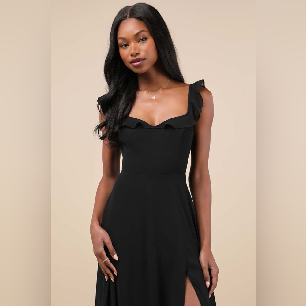 Lulus Dreamy Admiration Black Ruffled Maxi Dress - Picture 2 of 4